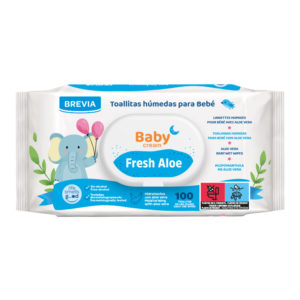 Lingettes Humides para bebé Brevia Baby Cream Fresh Aloe 100 unités. Avec couvercle