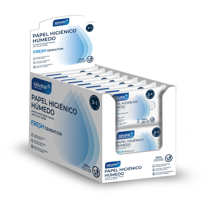 Papier higyénique humide spécial Hémorroïdes et fissures anales Salustar 12 unités – Image 2
