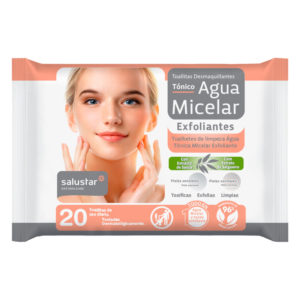 Les lingettes Humides démaquillantes et exfoliantes à la lotion tonique de Agua Micelar Salustar 20 untés