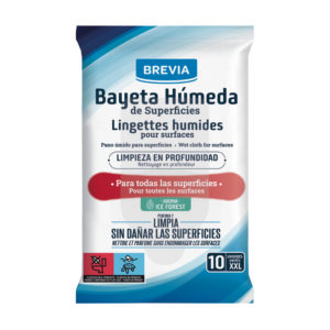 Lingettes humides pour surfaces Brevia 10 unités