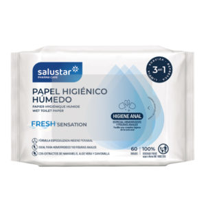 Papier higyénique humide spécial Hémorroïdes et fissures anales Salustar 60 unités