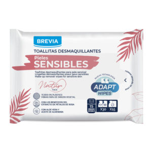 Lingettes démaquillantes Brevia Naturface pour peux sensibles 15/30 unités