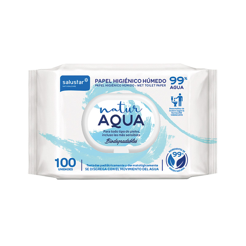 Papel Higiénico Húmedo Natur Aqua 100 unidades. - Brevia Corporación